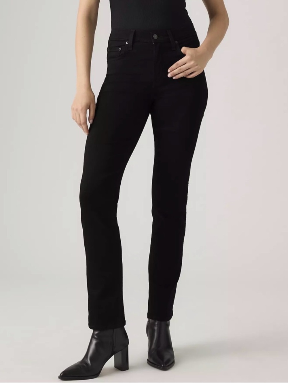 Levi’s 724 High Rise Straight Crop Black Jeans Size 26